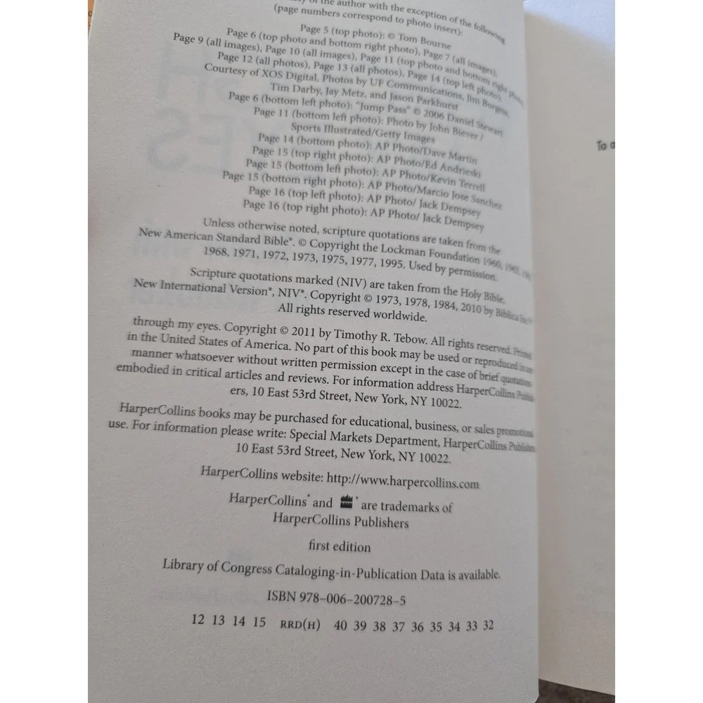 Through My Eyes Tim Tebow Nathan Whitaker Hardcover‎ Book 